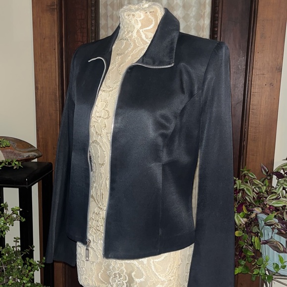 Rare! Henri Bendel - New York smooth crisp black zipper jacket - vintage class - Picture 7 of 12
